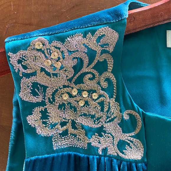 Beth Bowley 2pc blue velvet silk lined dress w/faux 🐆 coat - Picture 8 of 13